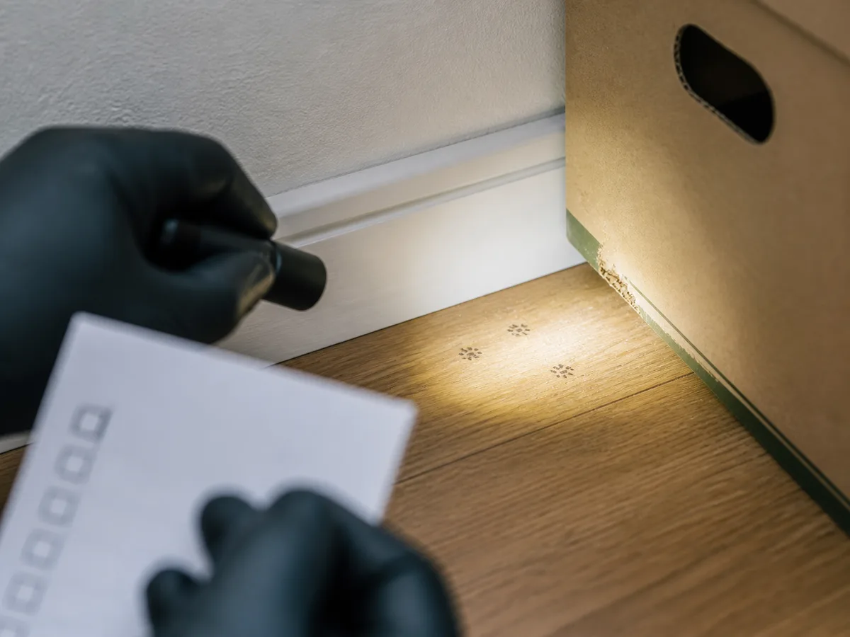 Sichere Sichtprüfung mit Handschuhen an einem gut gelüfteten Fahrzeug